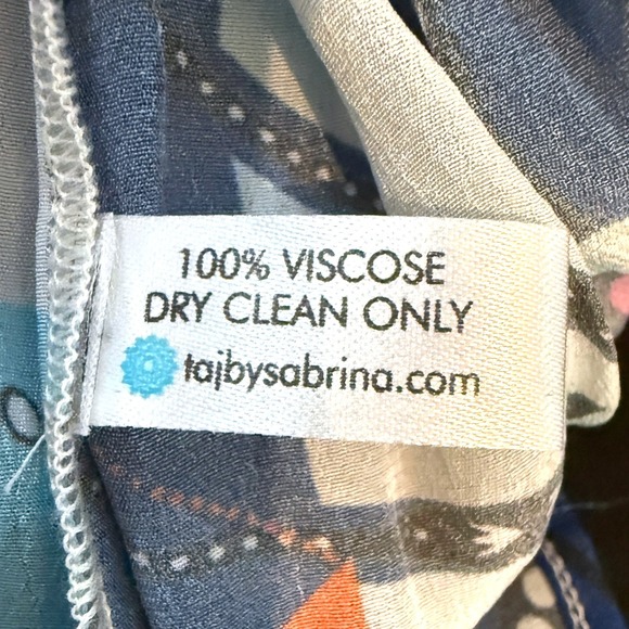 NWT TAJ by Sabrina Crippa‎ Mini Dress Women's Blue Print Size L - Picture 8 of 13